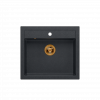 QUADRON BILL 110 GRANITEQ zlewozmywak wpuszczany 1-komorowy 595x540x205 mm, black diamond / elementy miedziane HCQB6054U8PVDC1